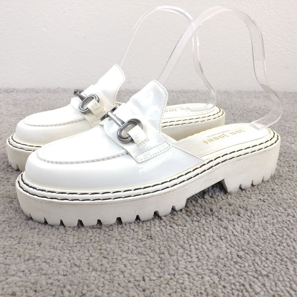 Jon Josef Platform Loafers Womens Size 35 EU White Patent Leather Slip On